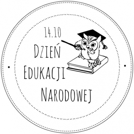 Etykieta z sową dzień Edukacji Narodowej